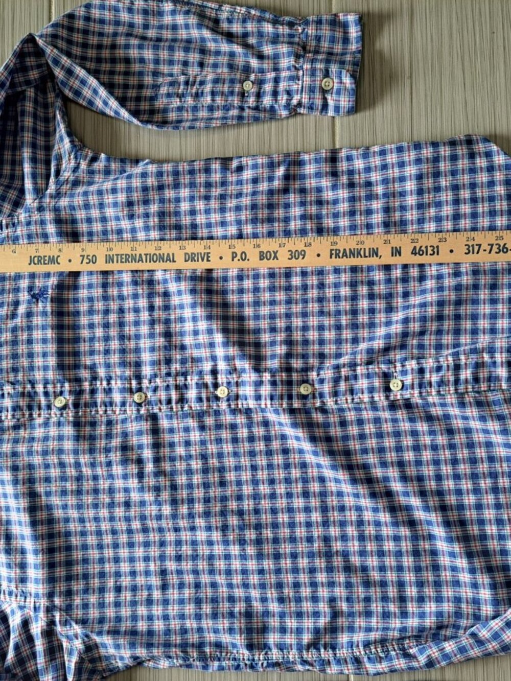 Ralph Lauren Men's Blue Plaid Button-Up Shirt Pony Logo Long Sleeve Small Gusset - Picture 13 of 14